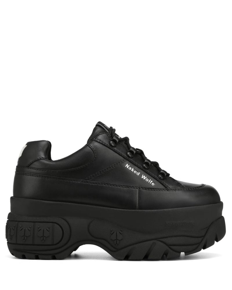 Black Naked Wolfe Sporty Leather Women's Sneakers | RIYADH 463NKRQVA