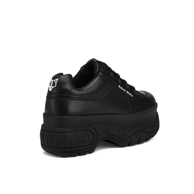 Black Naked Wolfe Sporty Leather Women's Sneakers | RIYADH 463NKRQVA