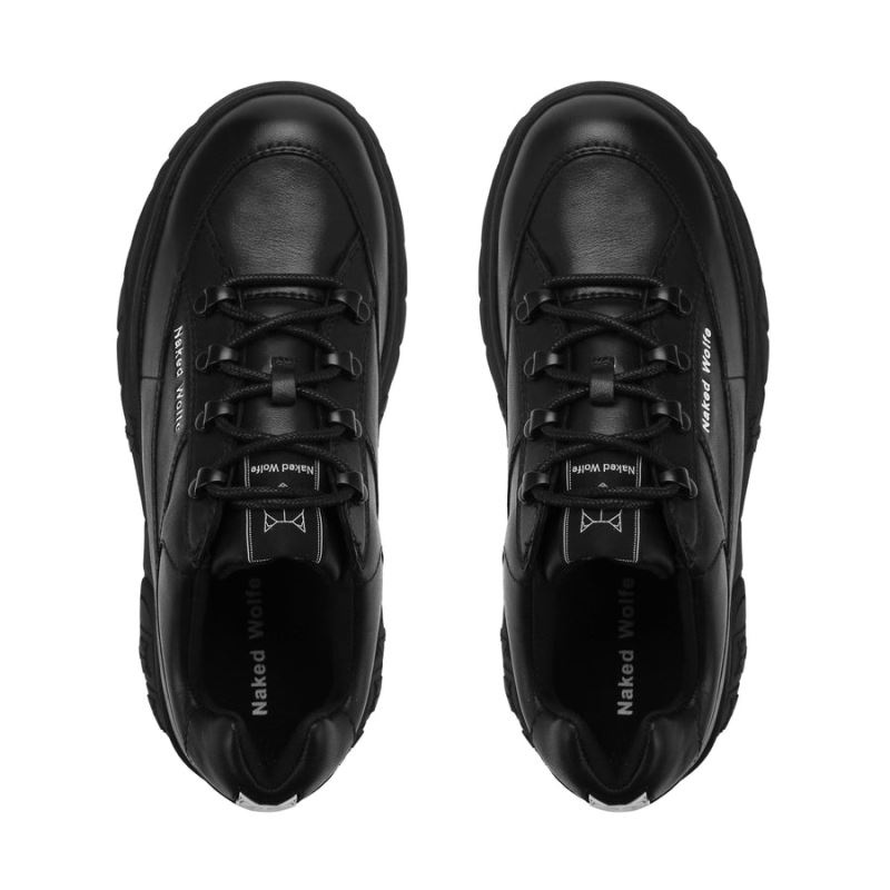 Black Naked Wolfe Sporty Leather Women's Sneakers | RIYADH 463NKRQVA