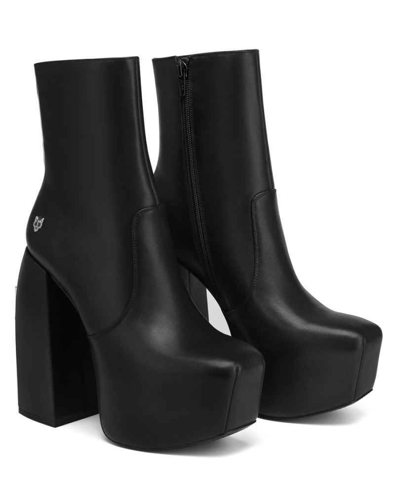 Black Naked Wolfe Stylish Leather Women's Platform Boots | RIYADH 264XYJWFD