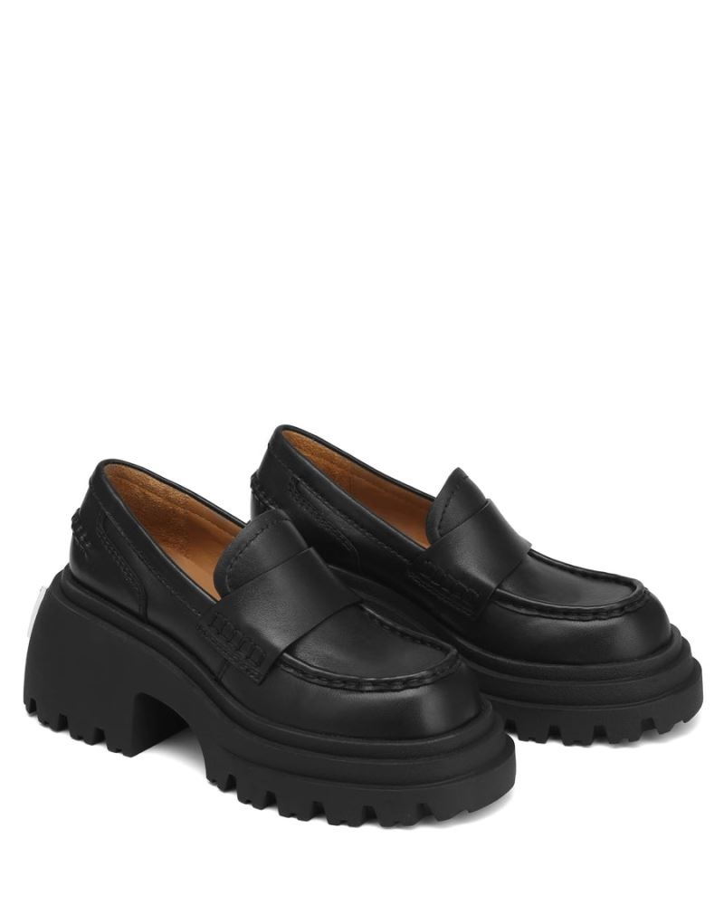 Black Naked Wolfe Swish Leather Women's Loafers | RIYADH 473QFLYZA