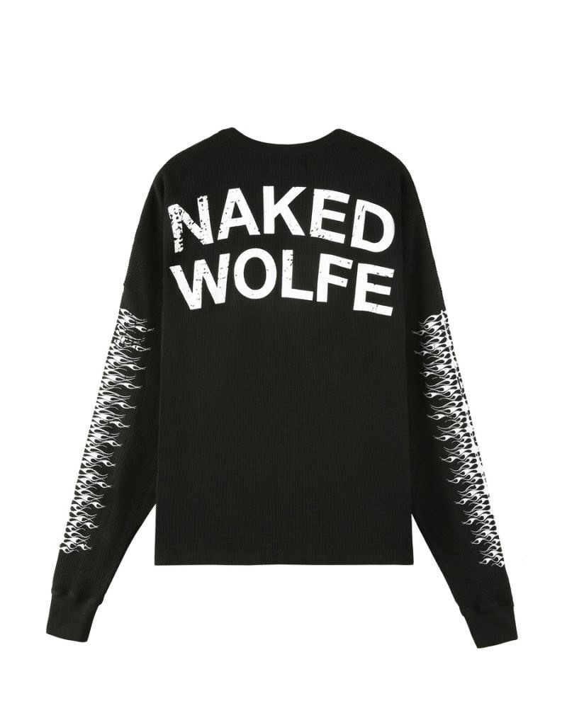 Black Naked Wolfe Thermal Men's Sweatshirts | RIYADH 956BAXHCG