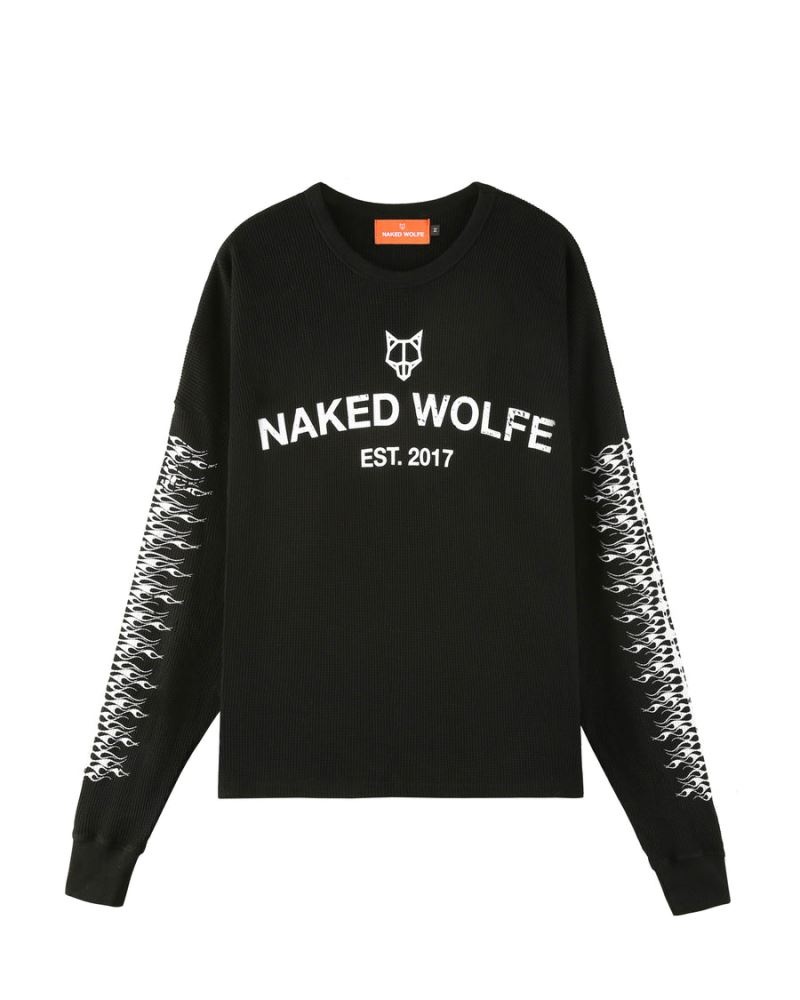 Black Naked Wolfe Thermal Men\'s Sweatshirts | RIYADH 956BAXHCG