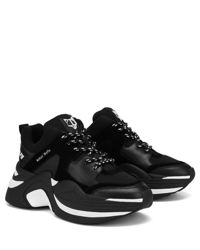 Black Naked Wolfe Track Double Women's Sneakers | RIYADH 472FZSJWM