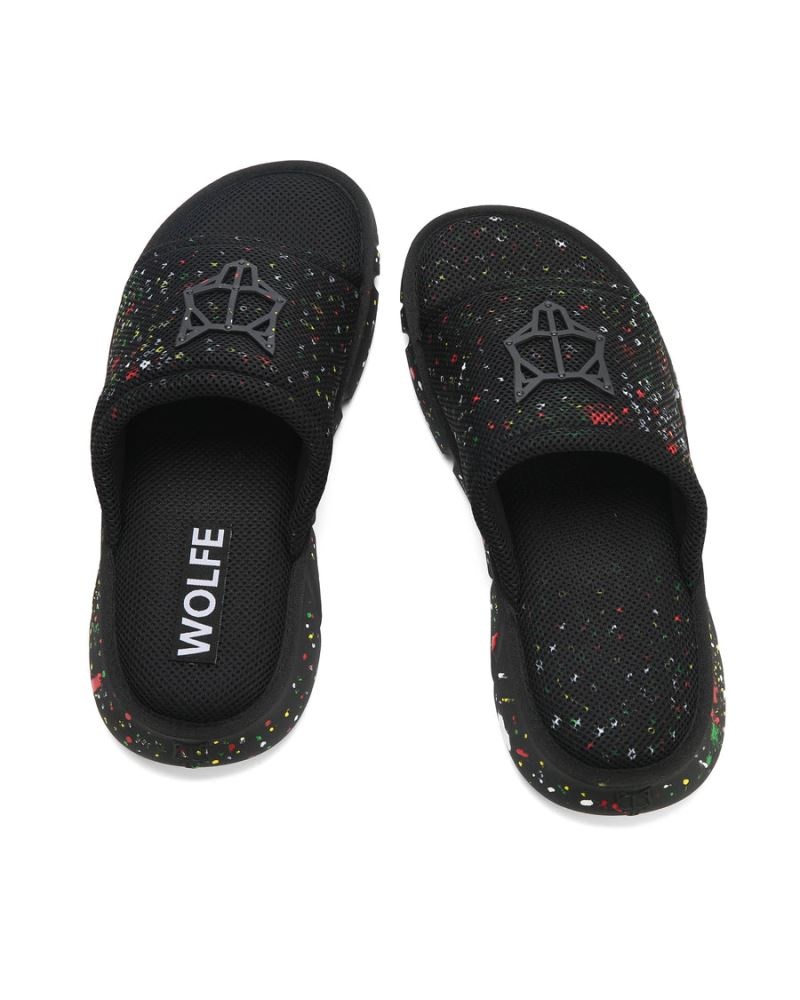 Black Naked Wolfe Vegas Mesh Men's Slides | RIYADH 098MICOSL