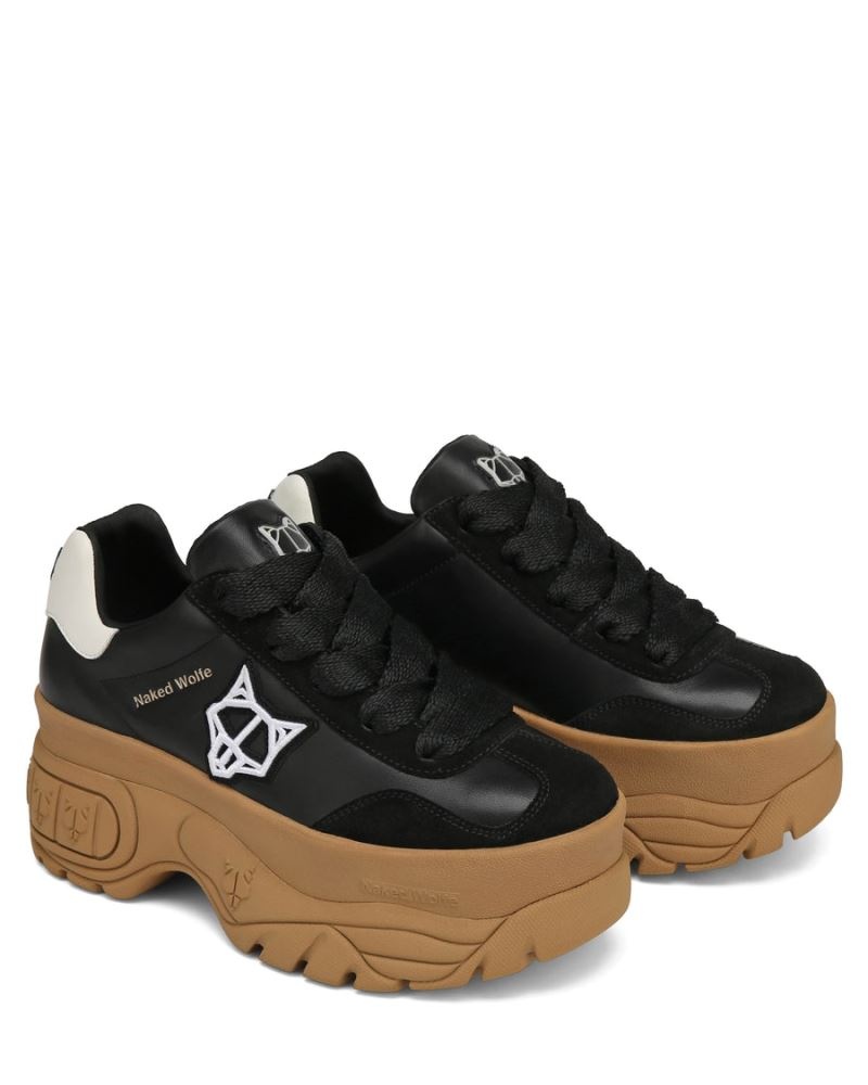 Black Naked Wolfe Warrior Leather Women's Sneakers | RIYADH 965JKERZL