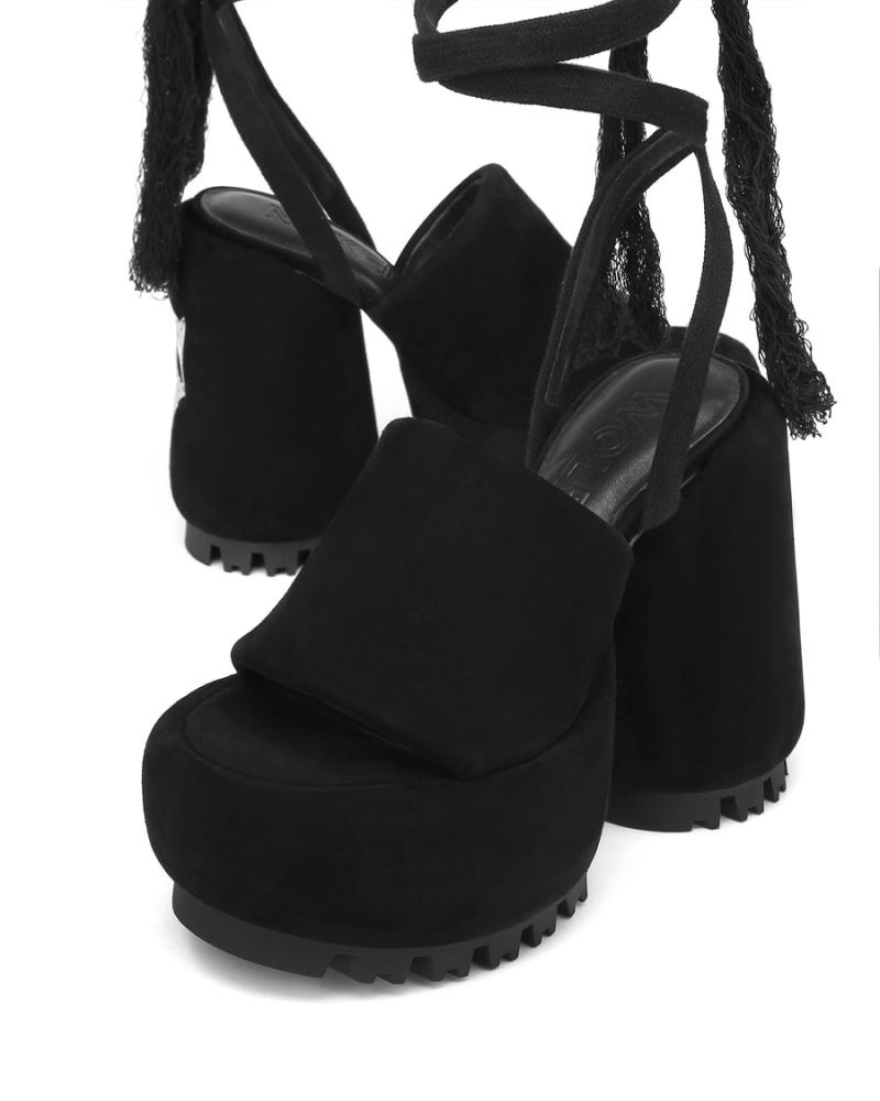 Black Naked Wolfe Wonder Suede Women's Platform Sandals | RIYADH 214ESOQIR