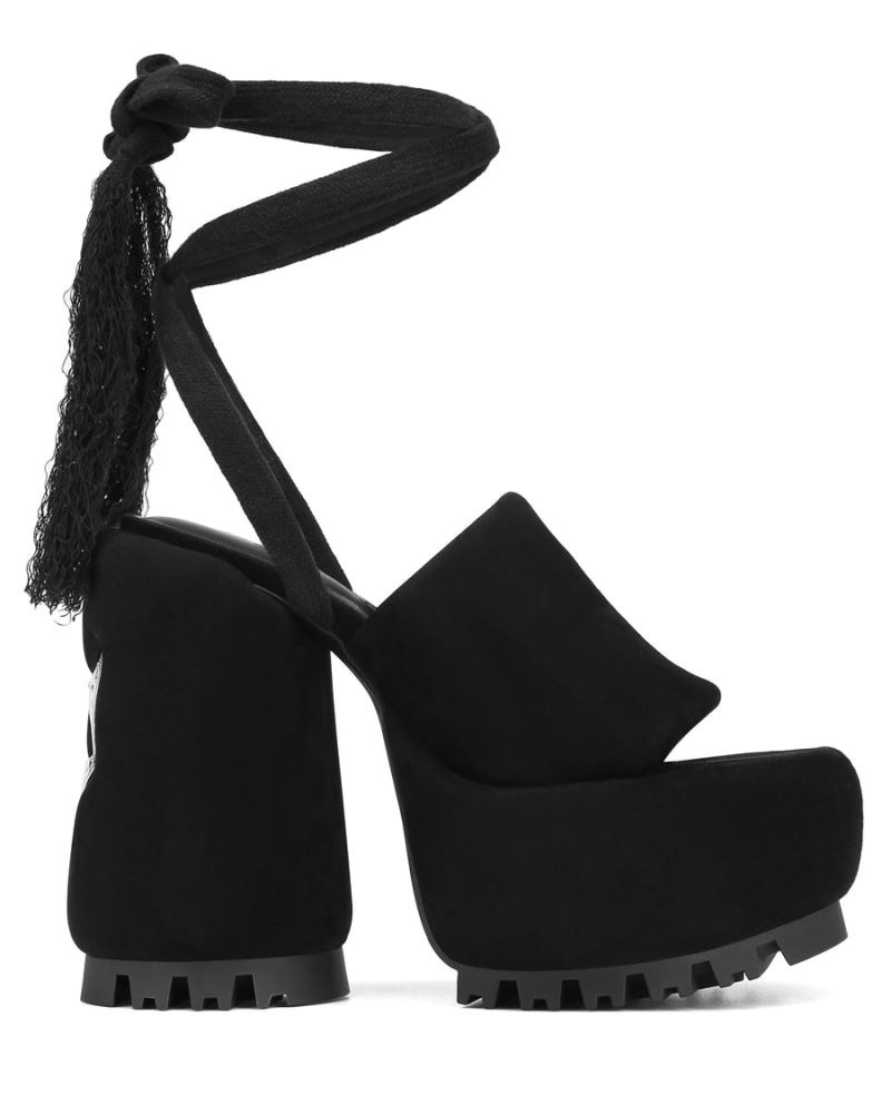 Black Naked Wolfe Wonder Suede Women\'s Platform Sandals | RIYADH 214ESOQIR