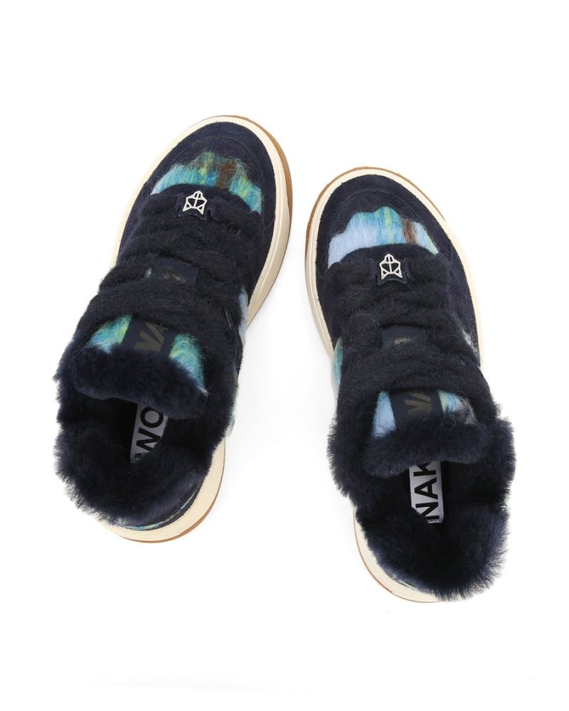 Black / Blue Naked Wolfe Crash Hairy Cow Suede/Wool Women's Sneakers | RIYADH 520RFBPVC