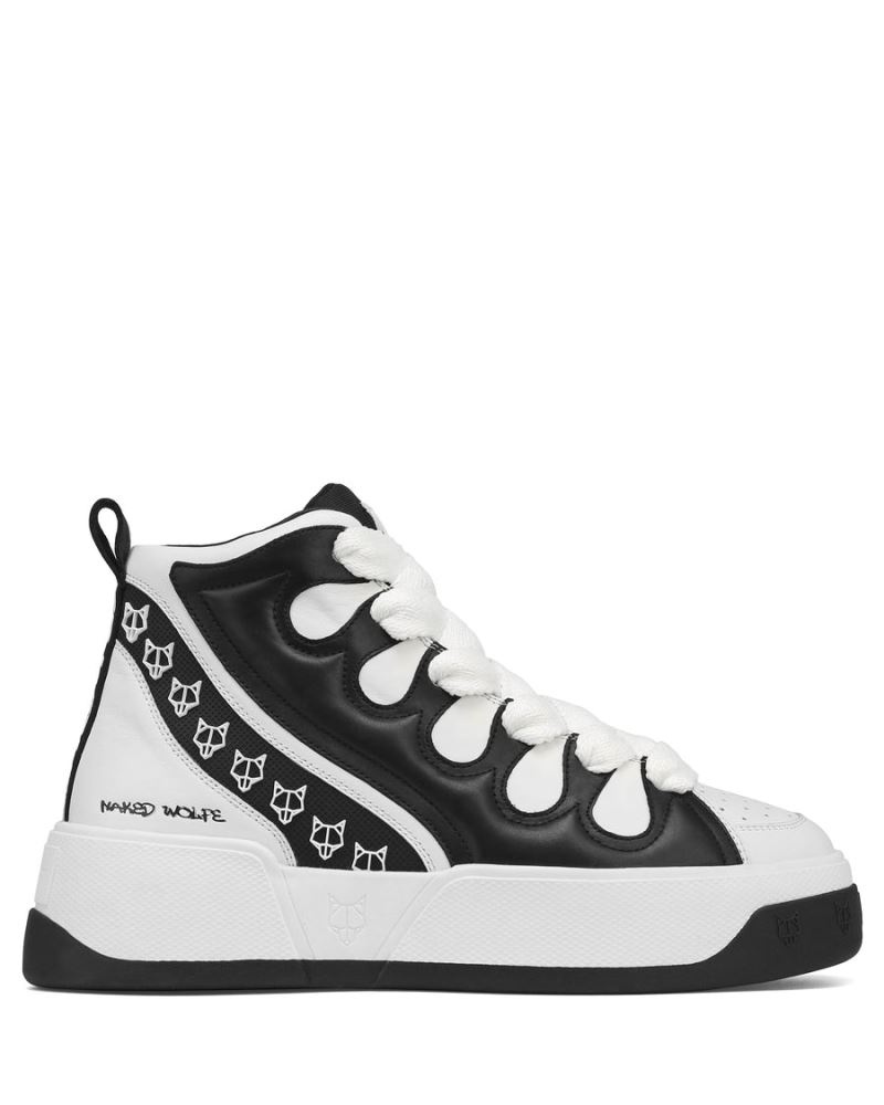 Black / White Naked Wolfe King Leather Men's Sneakers | RIYADH 014NMVSLX