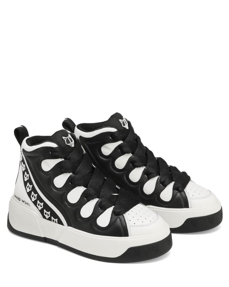 Black / White Naked Wolfe King Leather Men's Sneakers | RIYADH 014NMVSLX