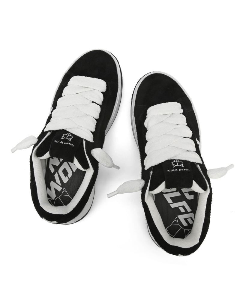 Black / White Naked Wolfe Kray Hairy Cow Suede Men's Sneakers | RIYADH 276CEZOBP