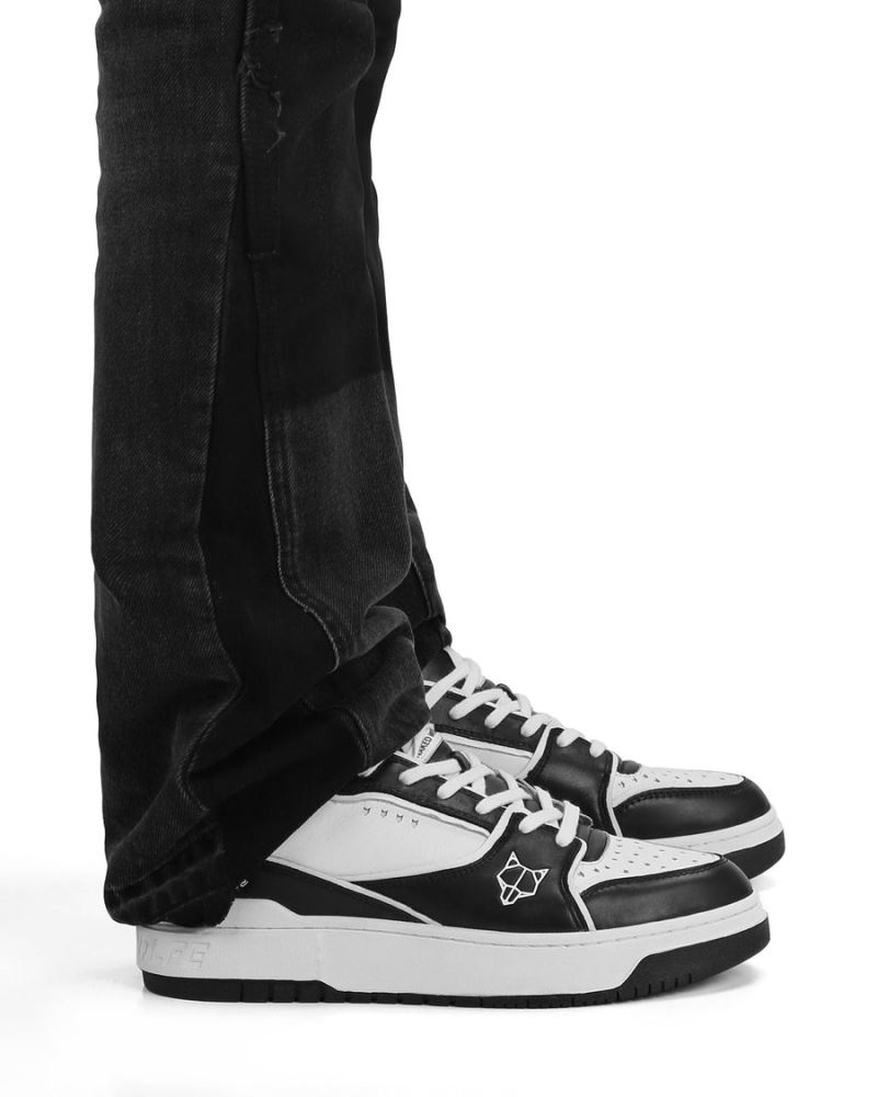 Black / White Naked Wolfe NW-01 Leather Men's Sneakers | RIYADH 423YAJRNZ