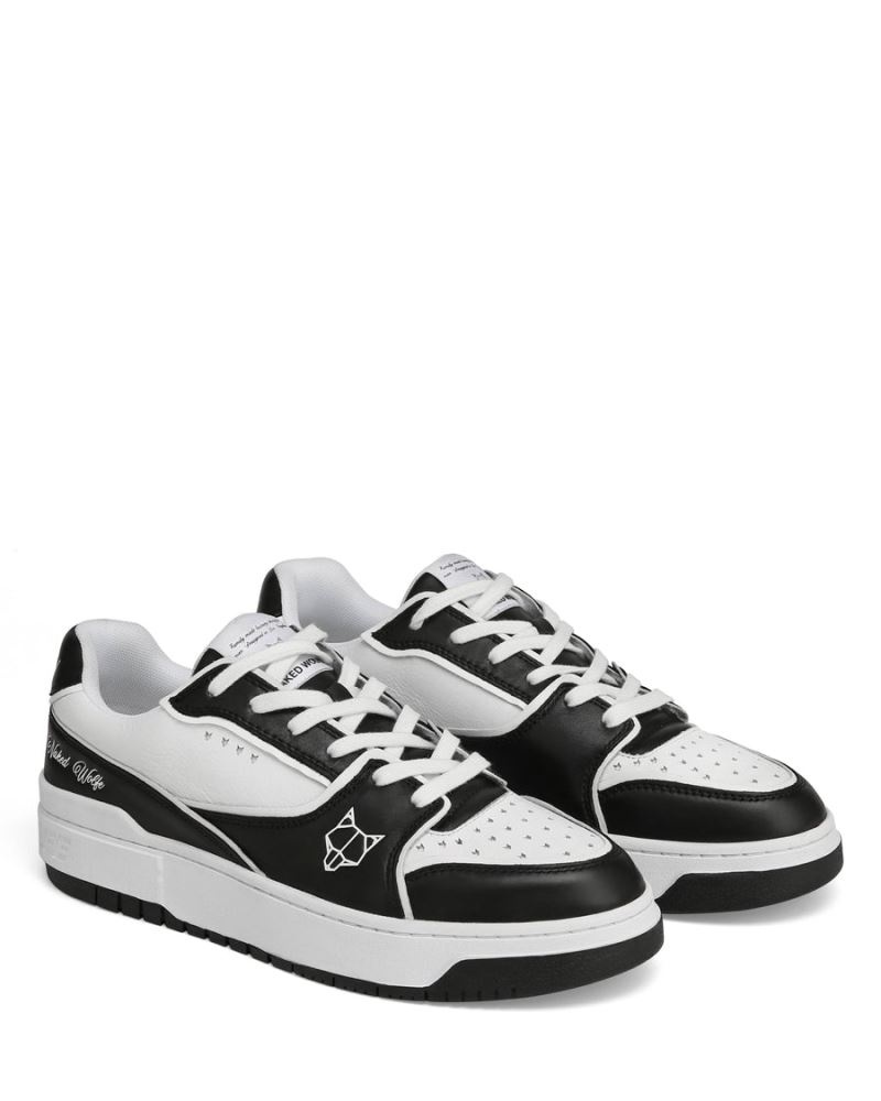 Black / White Naked Wolfe NW-01 Leather Men's Sneakers | RIYADH 423YAJRNZ