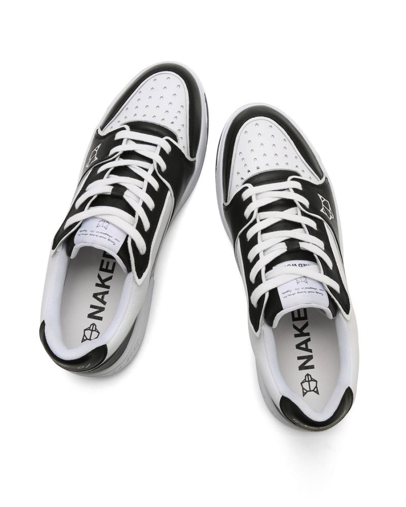 Black / White Naked Wolfe NW-01 Leather Men's Sneakers | RIYADH 423YAJRNZ