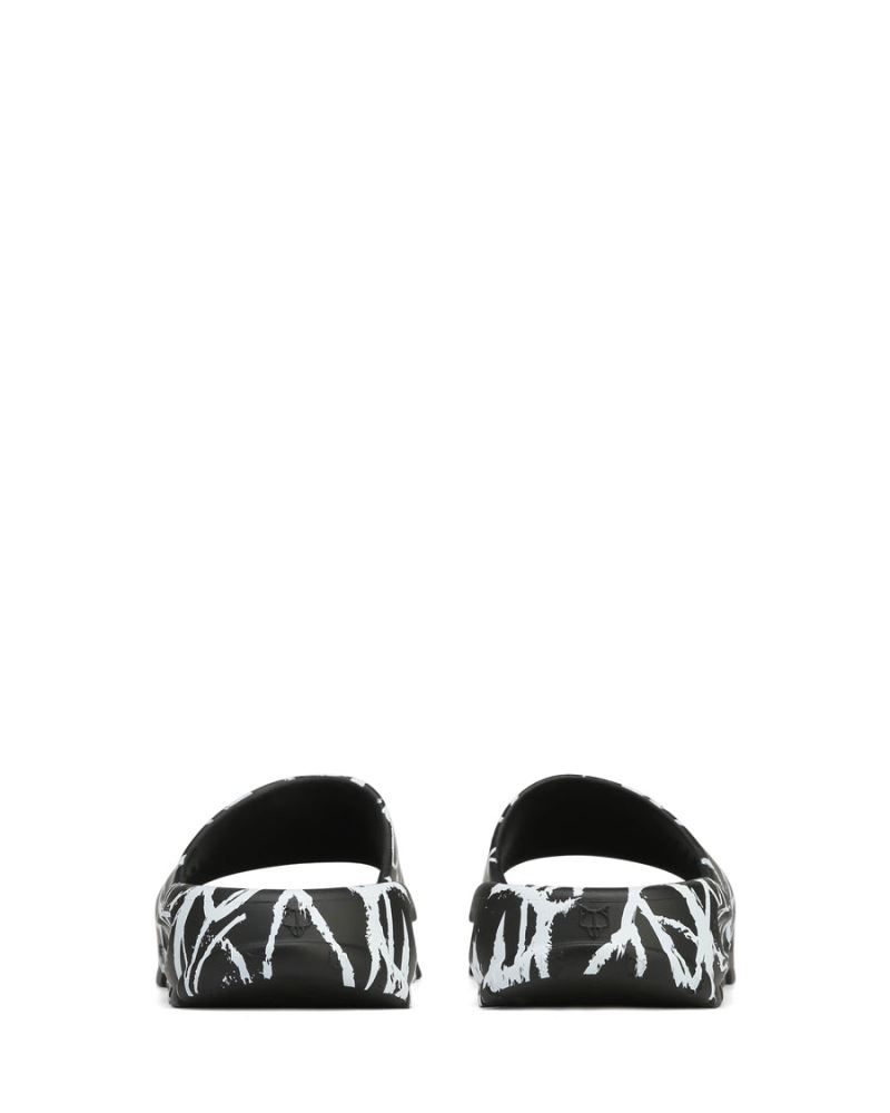 Black / White Naked Wolfe Tommy Graffiti Men's Slides | RIYADH 073ZLNWEA