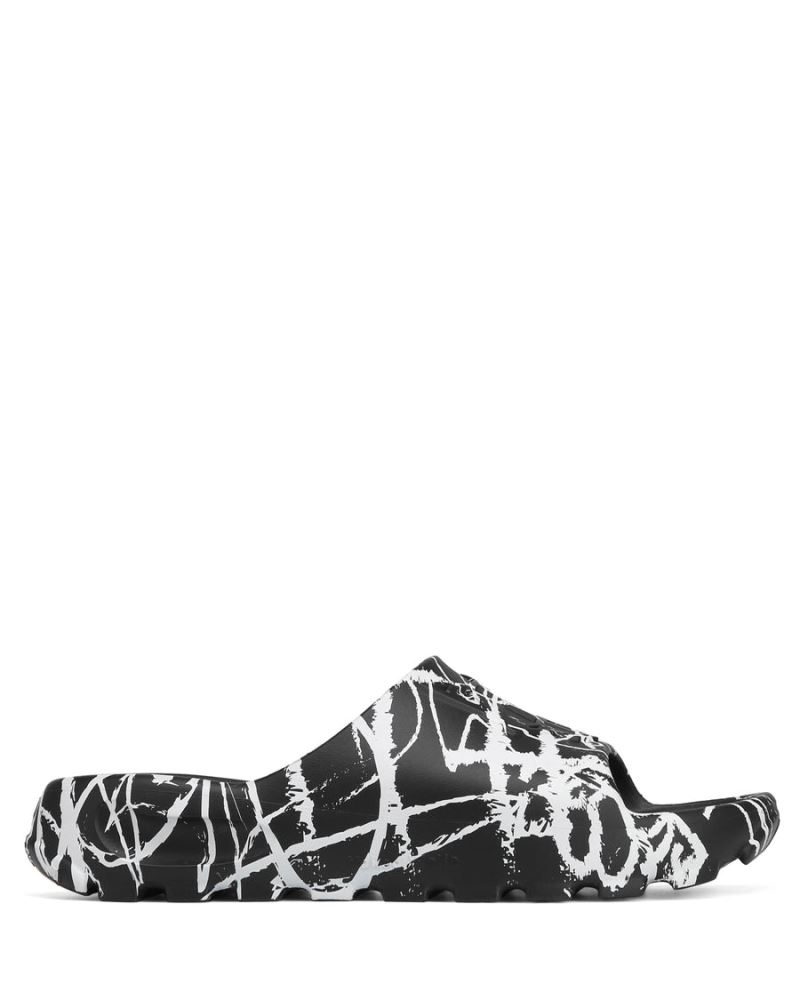 Black / White Naked Wolfe Tommy Graffiti Men\'s Slides | RIYADH 073ZLNWEA