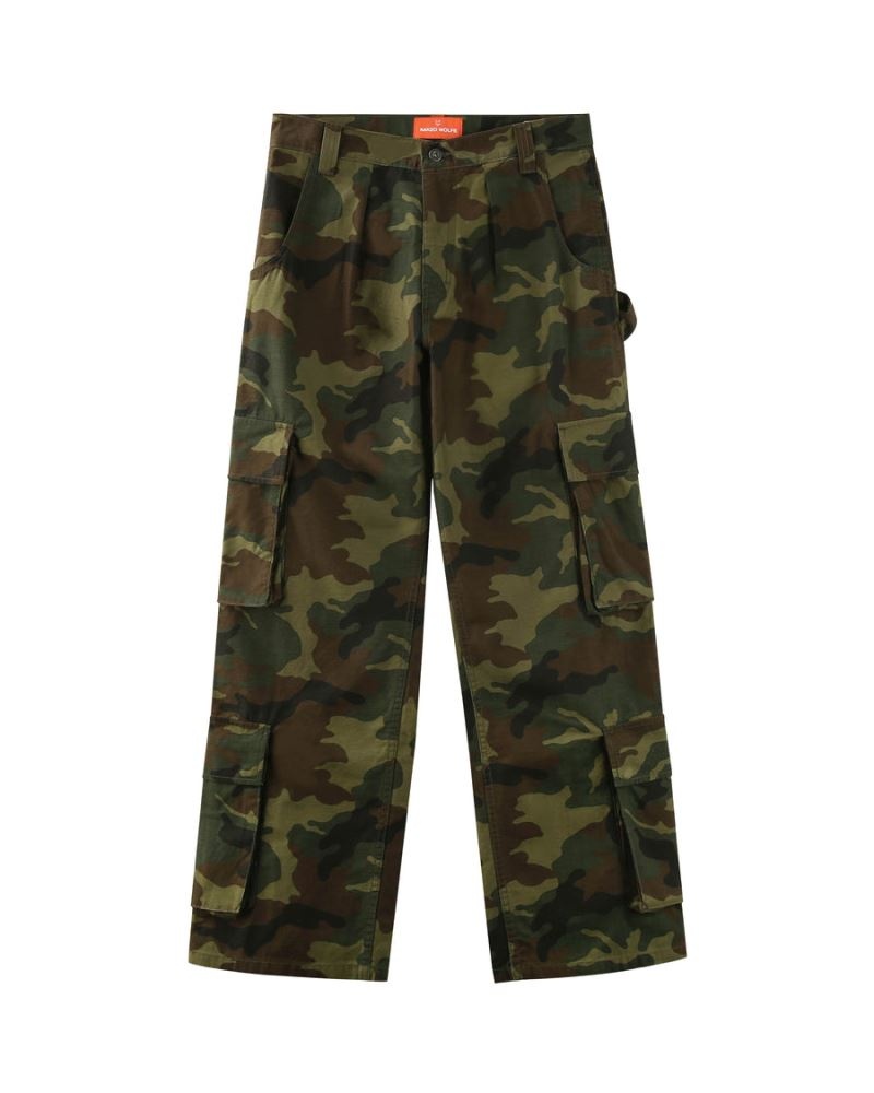 Camo Naked Wolfe Baggy Pocket Cargo Logo Men\'s Pants | RIYADH 647ZOIKTM