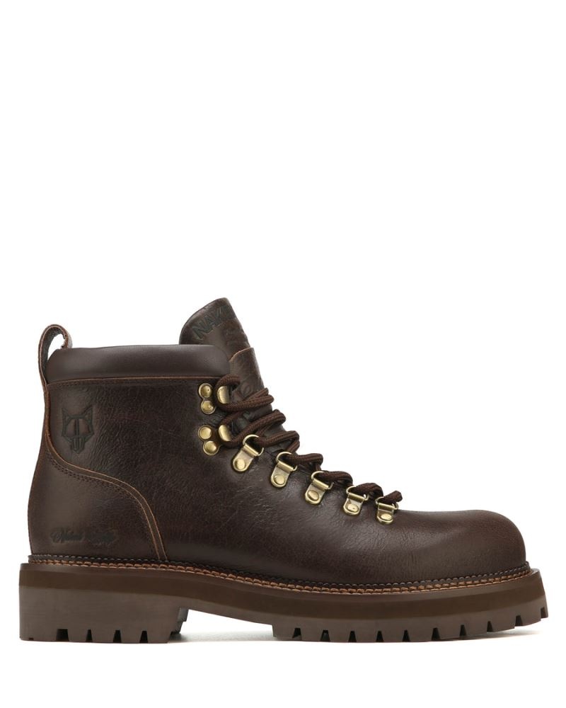 Chocolate Naked Wolfe Bear Dark Earth Leather Men's Boots | RIYADH 278RQYLSE