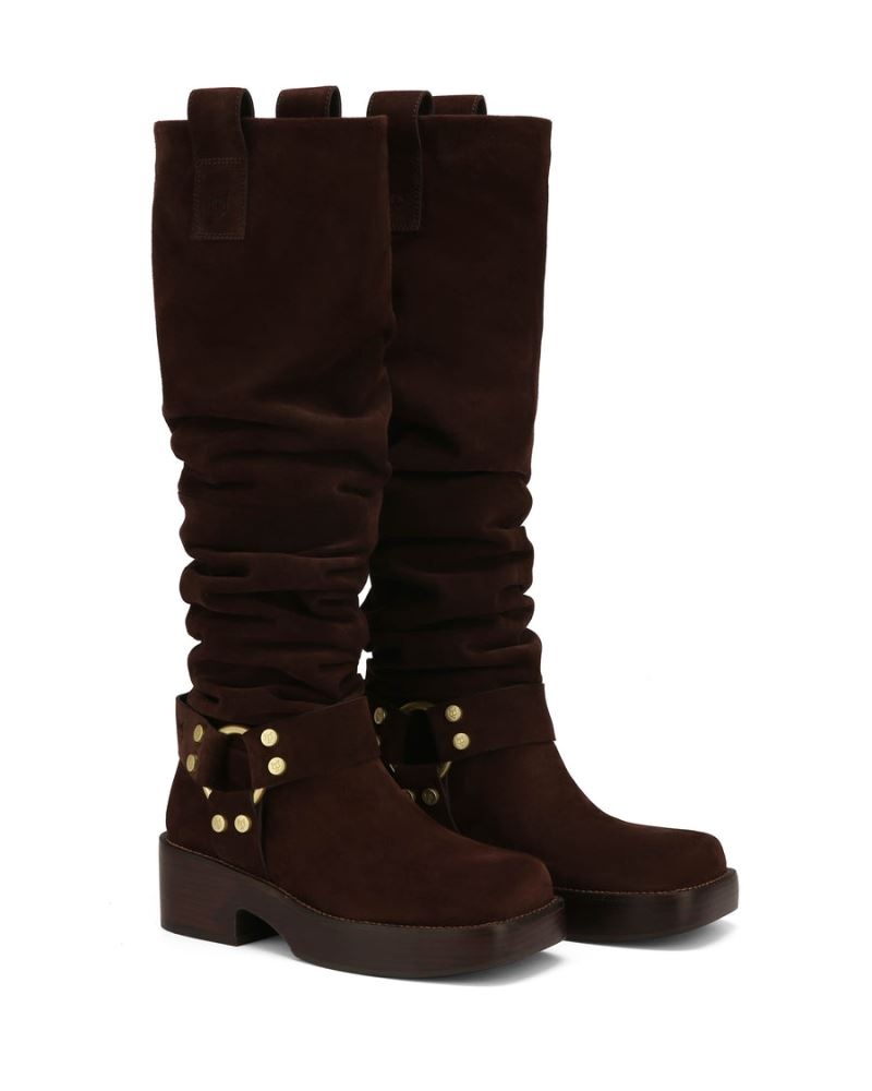 Chocolate Naked Wolfe Crook Suede Women's Knee-high Boots | RIYADH 389WRHUNO