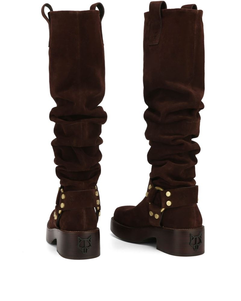 Chocolate Naked Wolfe Crook Suede Women's Knee-high Boots | RIYADH 389WRHUNO