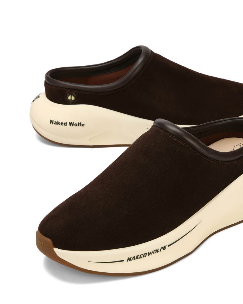 Chocolate Naked Wolfe Dawn Suede Combo Men's Slippers | RIYADH 672VQLNUT