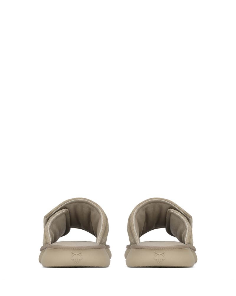 Grey Brown Naked Wolfe Alaska Suede Men's Slides | RIYADH 436IWJEDP