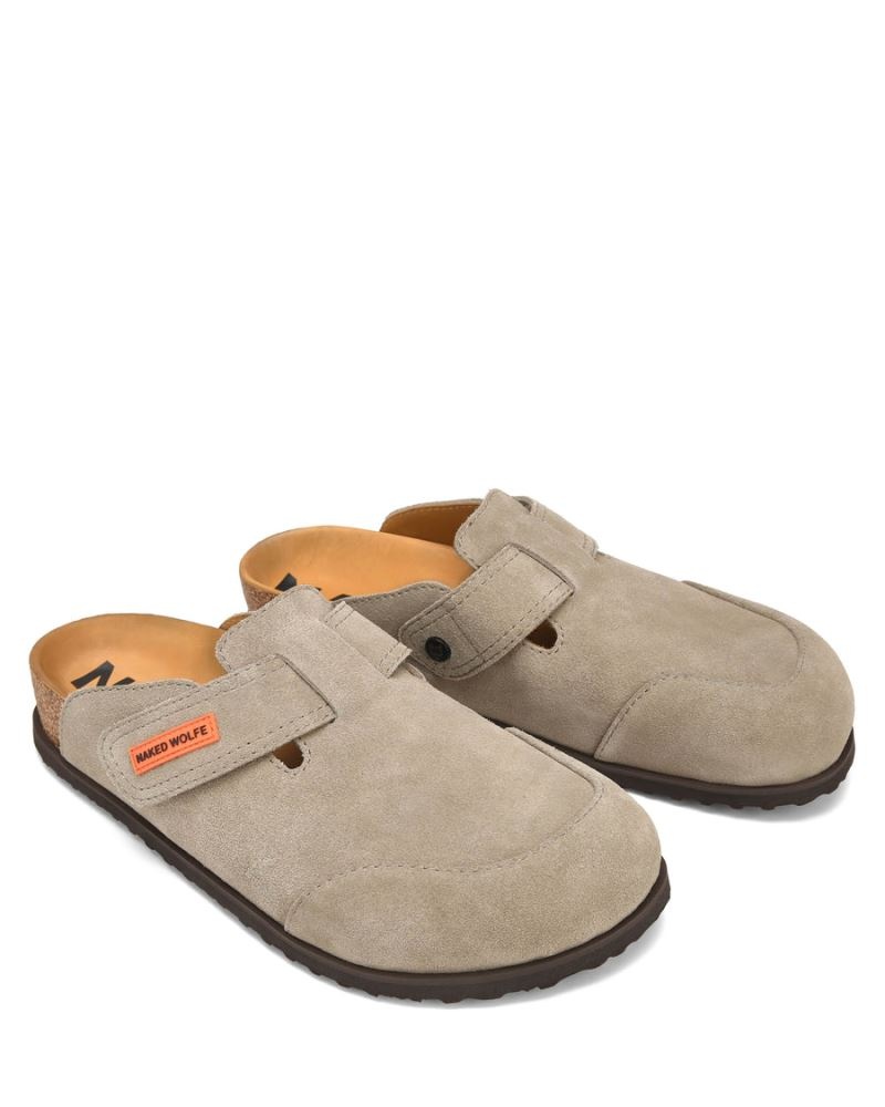 Grey Brown Naked Wolfe Melt Suede Men's Slippers | RIYADH 058JPSHLD