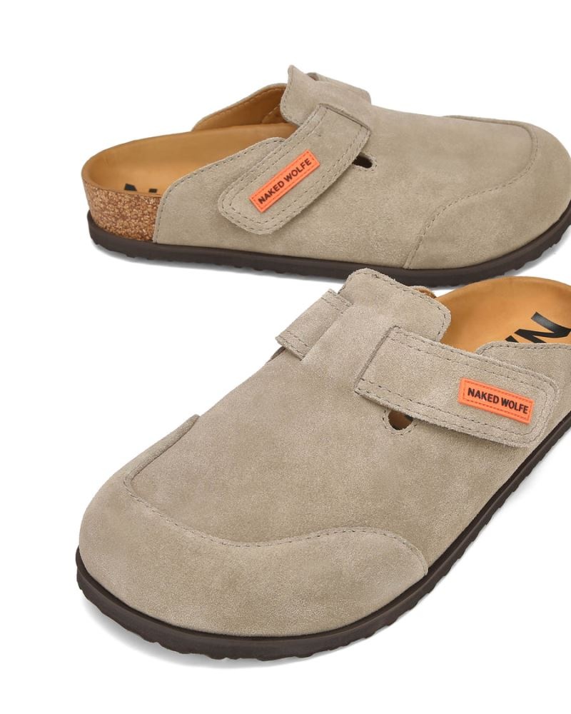 Grey Brown Naked Wolfe Melt Suede Men's Slippers | RIYADH 058JPSHLD