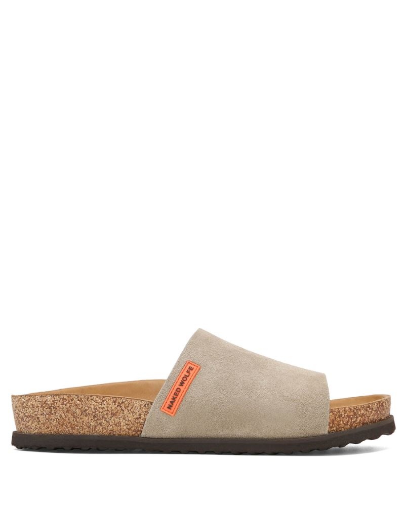 Grey Brown Naked Wolfe Moody Suede Men\'s Slides | RIYADH 364MWXTVD