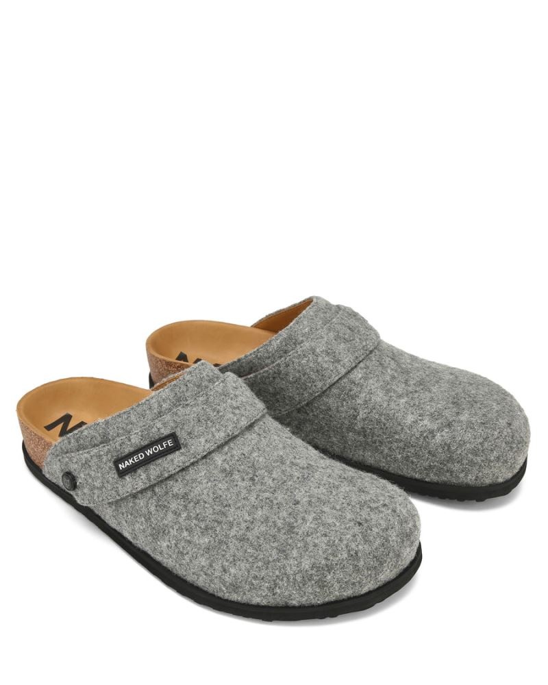 Grey Naked Wolfe Malta Felt Men's Slippers | RIYADH 284GXVIAJ