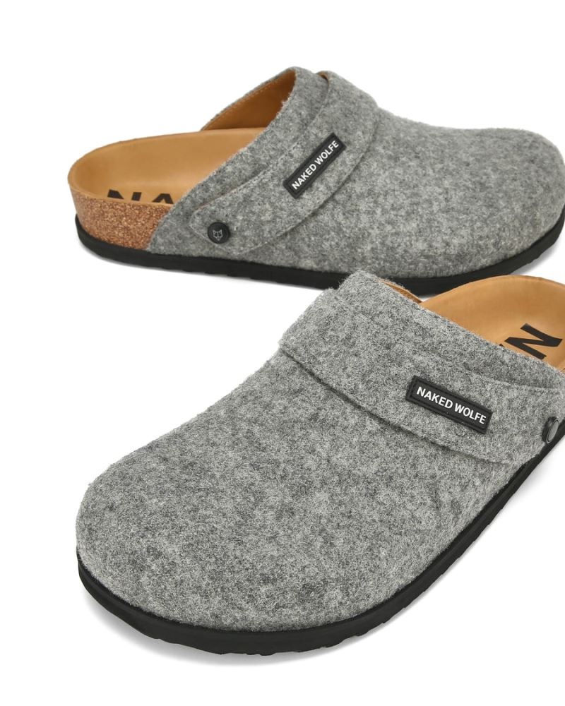 Grey Naked Wolfe Malta Felt Men's Slippers | RIYADH 284GXVIAJ