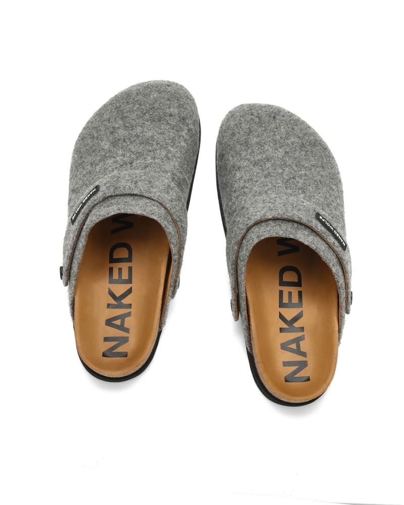 Grey Naked Wolfe Malta Felt Men's Slippers | RIYADH 284GXVIAJ