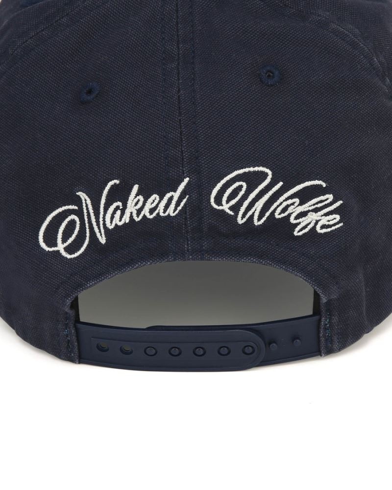 Navy Naked Wolfe Signature Unconstructed Washed Men's Caps | RIYADH 024TLWUFN