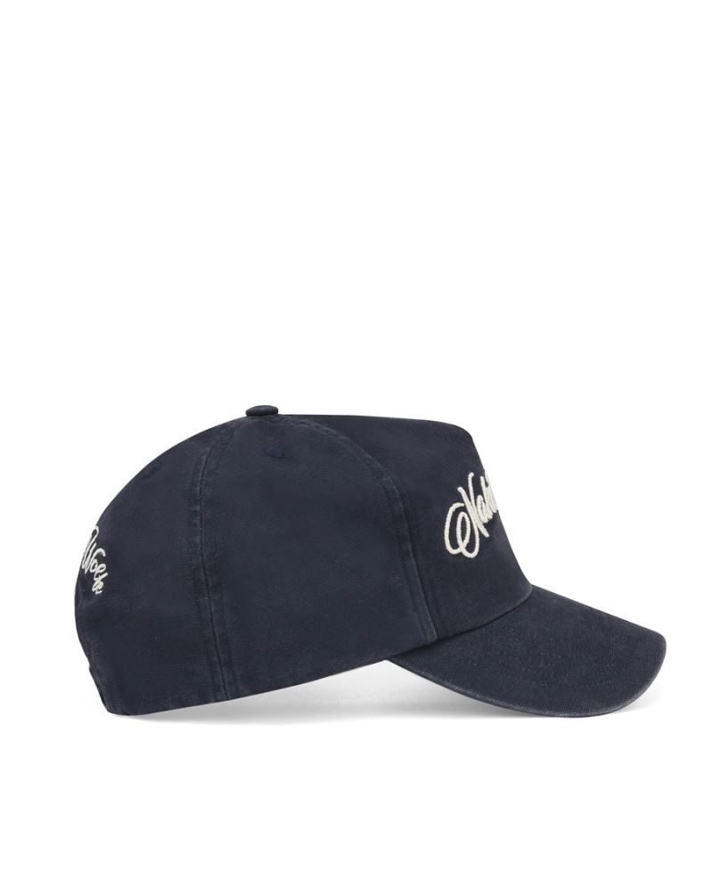 Navy Naked Wolfe Signature Unconstructed Washed Men's Caps | RIYADH 024TLWUFN