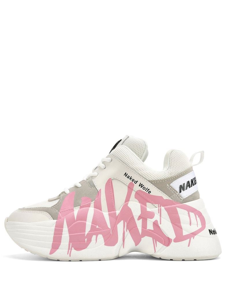 Pink Naked Wolfe Track Logo Women's Sneakers | RIYADH 098FGTEZD