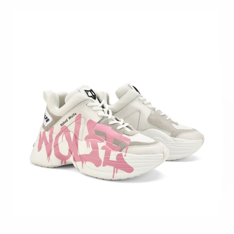 Pink Naked Wolfe Track Logo Women's Sneakers | RIYADH 098FGTEZD