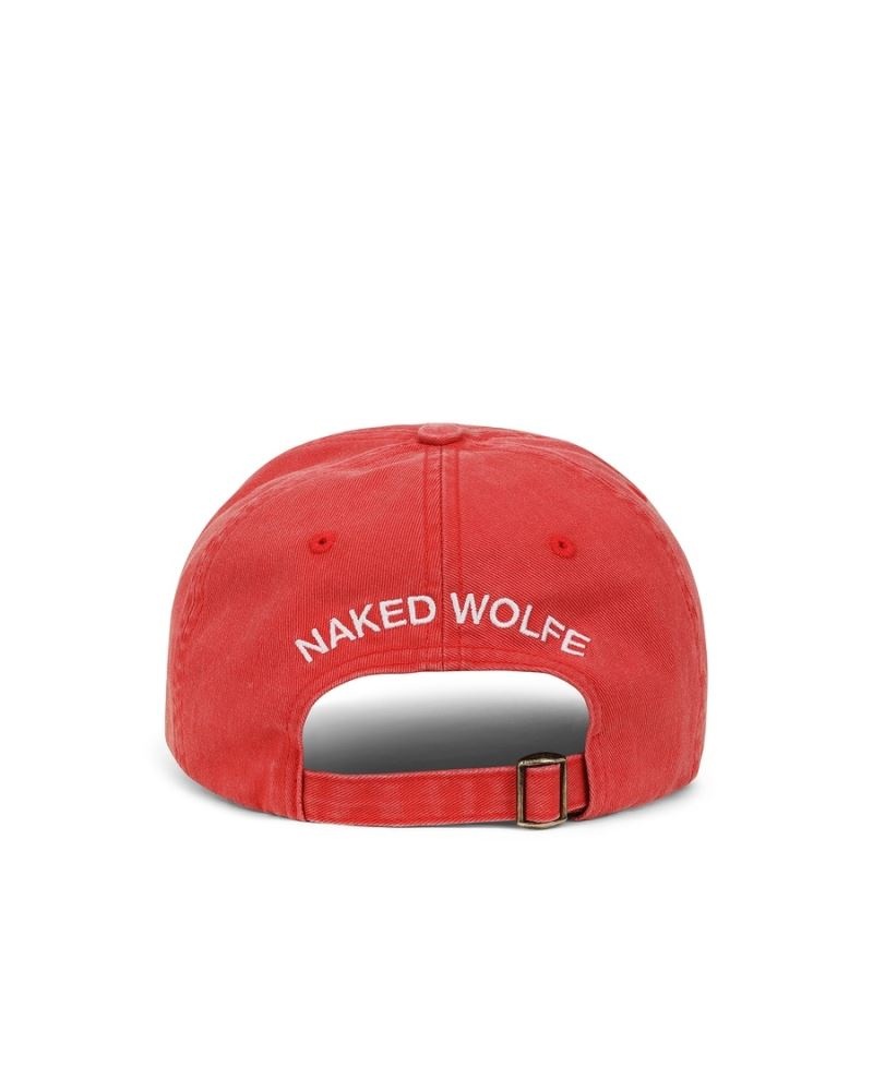 Red Naked Wolfe Baseball Washed Men's Caps | RIYADH 458MQZYDN