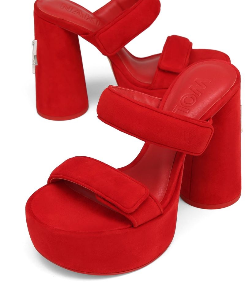 Red Naked Wolfe Diamond Suede Women's Platform Sandals | RIYADH 928ISNRQG