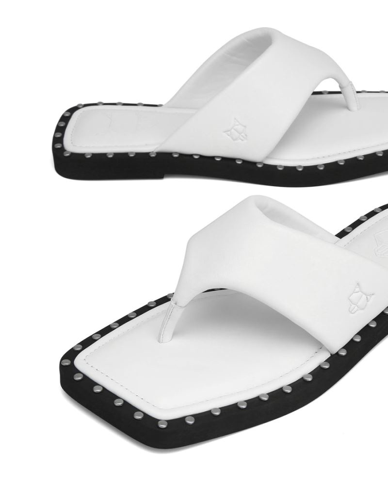 White Naked Wolfe Danni Leather Women's Flip Flops | RIYADH 216RTCHWG