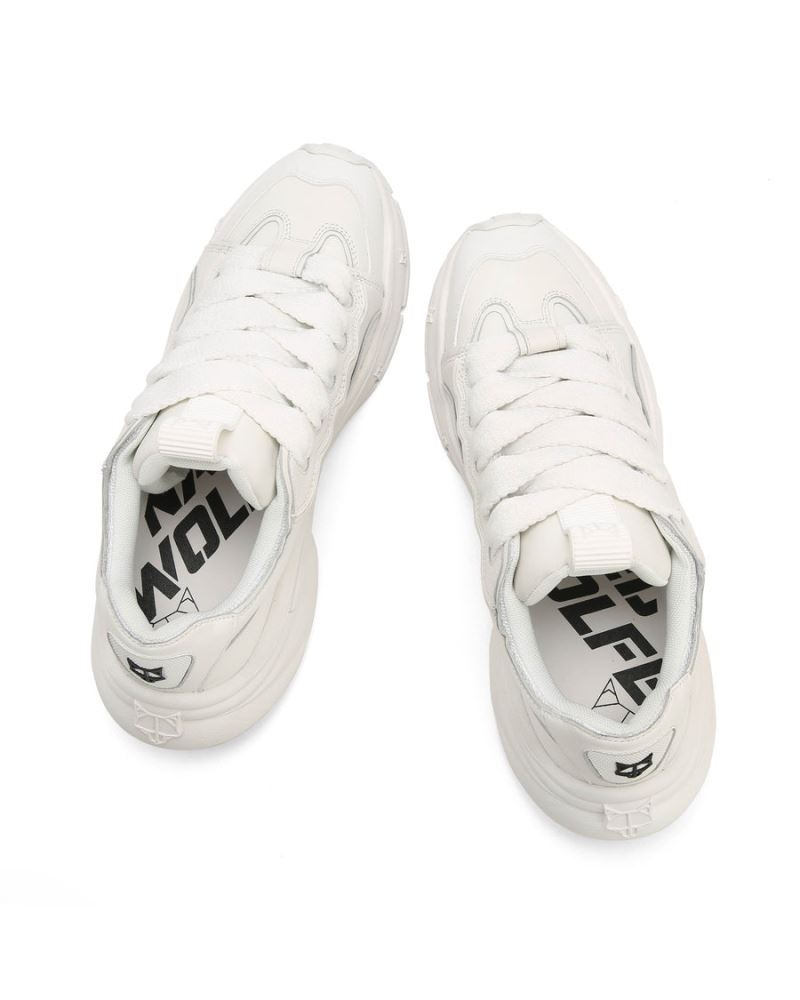 White Naked Wolfe Flip Cow Leather Men's Sneakers | RIYADH 028HVPXIN