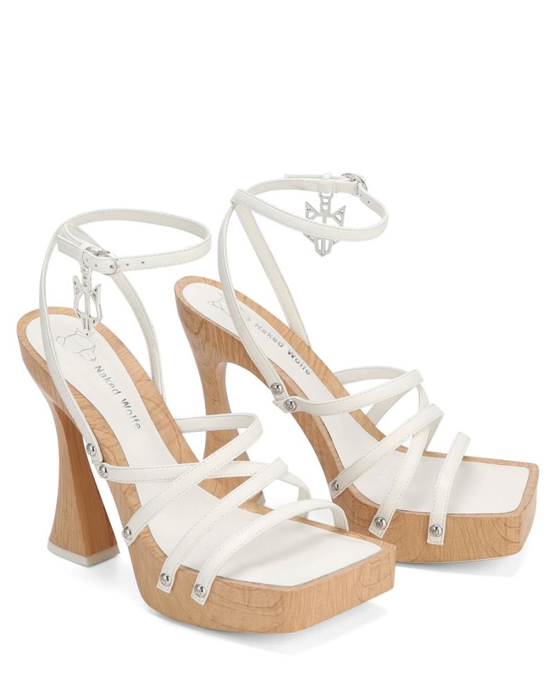 White Naked Wolfe Sofia Leather Women's Heels | RIYADH 865IDNYEC