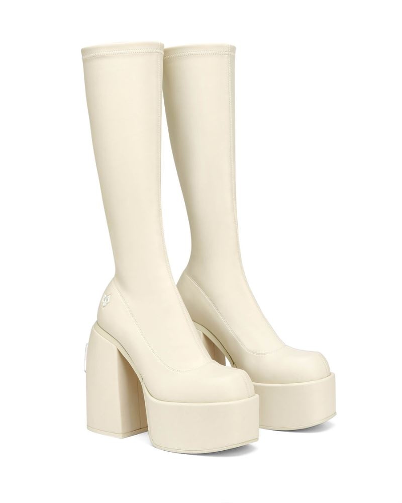 White Naked Wolfe Spice Chalk Stretch Women's Platform Boots | RIYADH 205MAGWNS