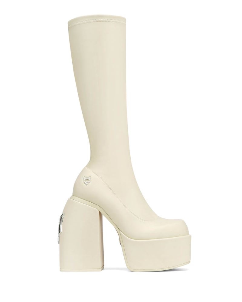 White Naked Wolfe Spice Chalk Stretch Women\'s Platform Boots | RIYADH 205MAGWNS