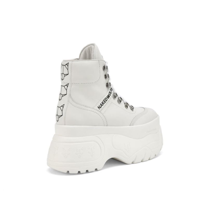 White Naked Wolfe Spike Leather Women's Sneakers | RIYADH 210OFLXQM