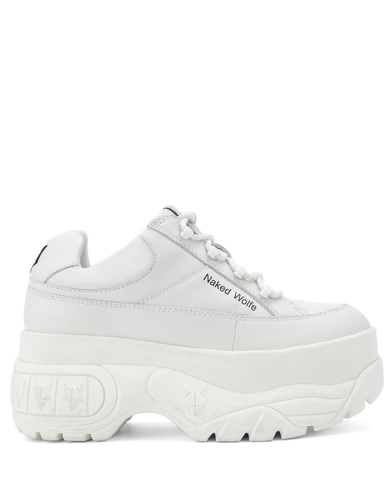 White Naked Wolfe Sporty Leather Women's Sneakers | RIYADH 789MJDKSR