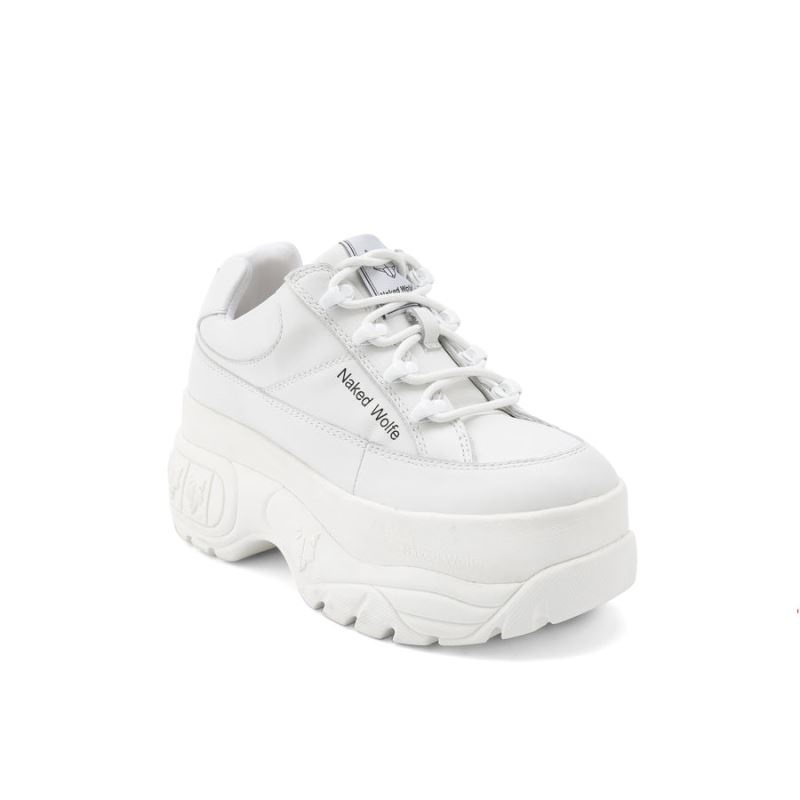 White Naked Wolfe Sporty Leather Women's Sneakers | RIYADH 789MJDKSR