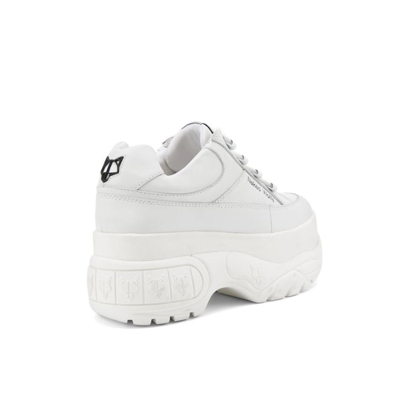 White Naked Wolfe Sporty Leather Women's Sneakers | RIYADH 789MJDKSR