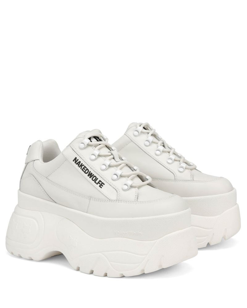 White Naked Wolfe Sprinter Leather Women's Sneakers | RIYADH 429JGUTAM