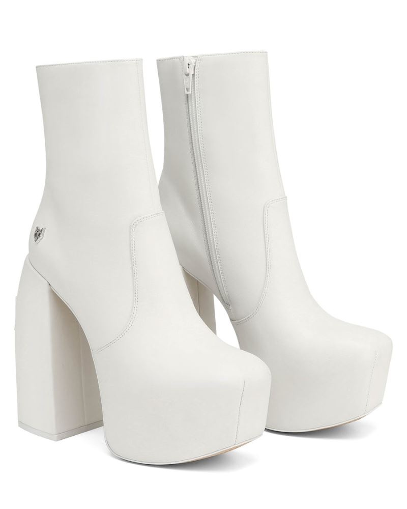 White Naked Wolfe Stylish Leather Women's Platform Boots | RIYADH 124ZFXBOK